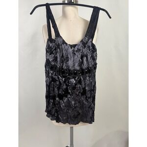 White House‎ Black Market XS Y2k Silk Floral Tank Jewels Whimsigoth Fairy Grunge